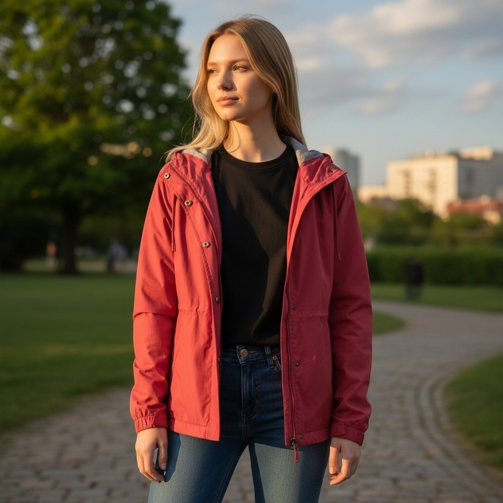 WP Weatherproof Women Red Lightweight Hooded Rain Jacket 2XL S2376023SAM